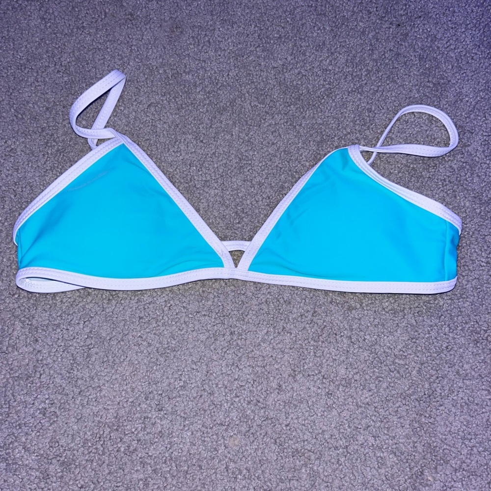 neon blue and white bikini top